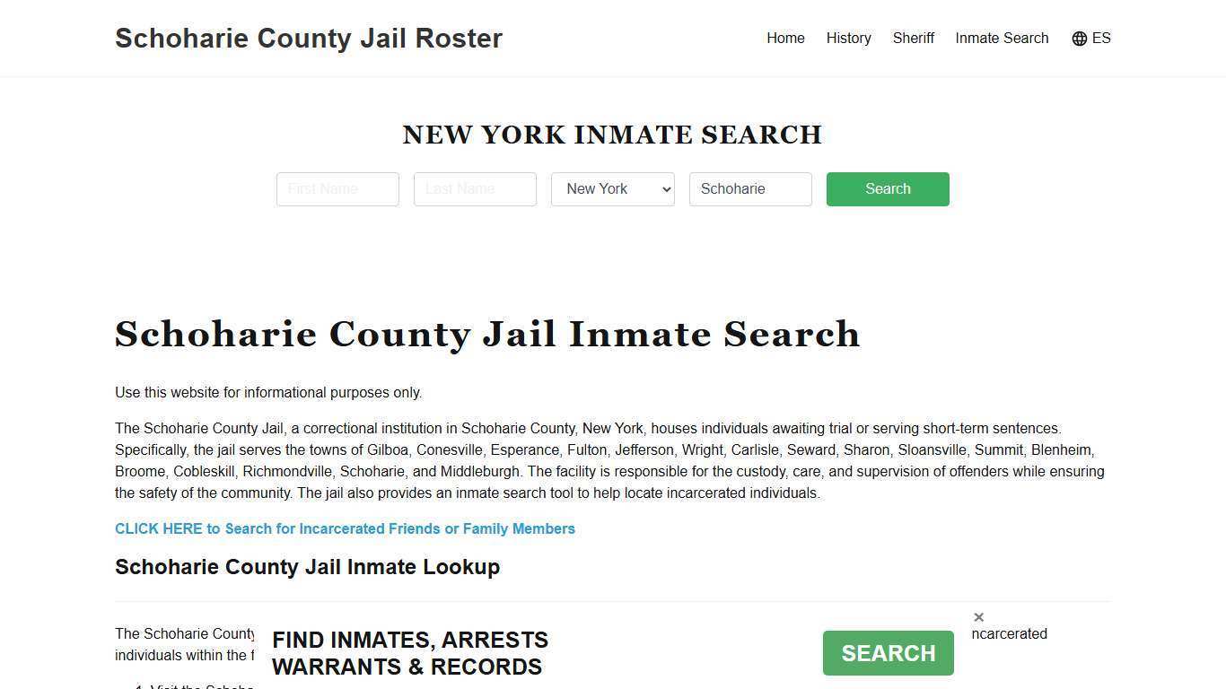 Schoharie County Jail Roster Lookup, NY, Inmate Search